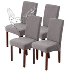 Genina Waterproof Dining Room Chair Covers Stretch Parsons Chair Slipcovers For Dining Room Kitchen Chair Protector Cover, Removable, Washable (4, Pattern1-Light Gray)