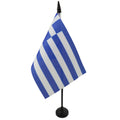 Greece Table Flag 4' X 6' - Greek Desk Flag 15 X 10 Cm - Black Plastic Stick And Base - Az Flag