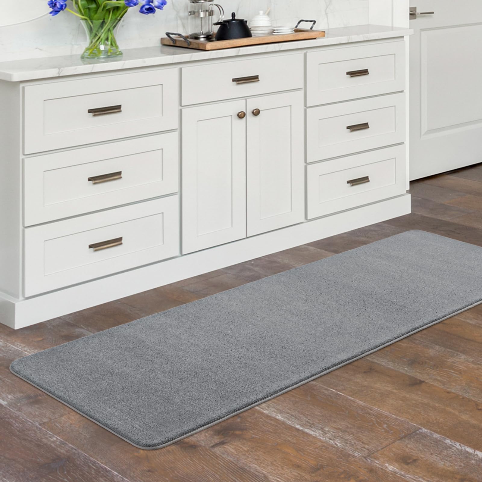 Softlife Washable Runner Rug For Bedroom Living Room Rug, 2X6 Grey Soft Fluffy Hallway Runner Rug, Non-Slip Indoor Carpet For Ki