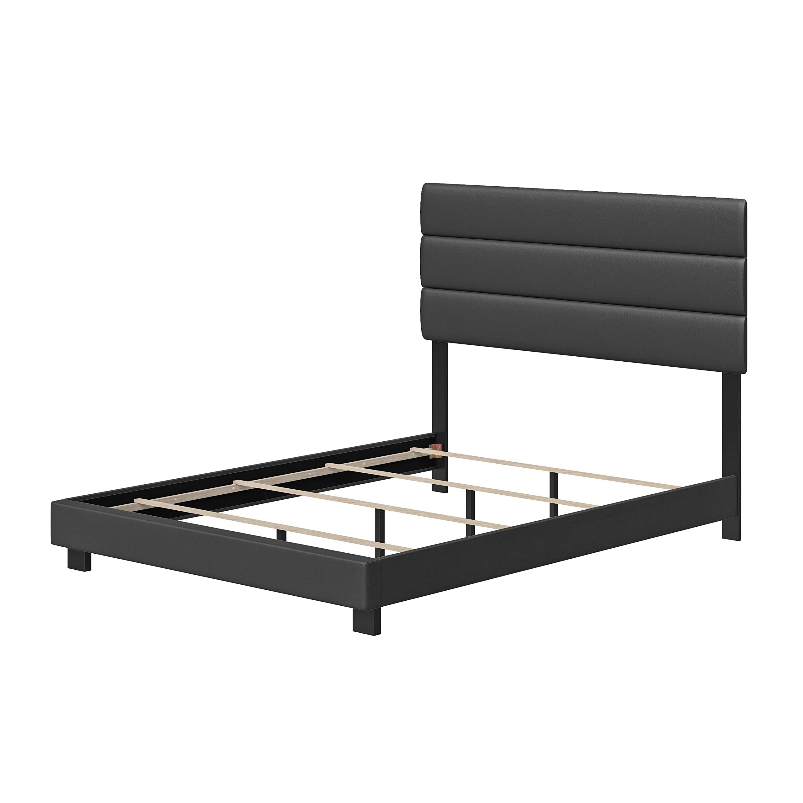 Sleep Sync Ferrara Padded Upholstered Faux Leather Bed Black King