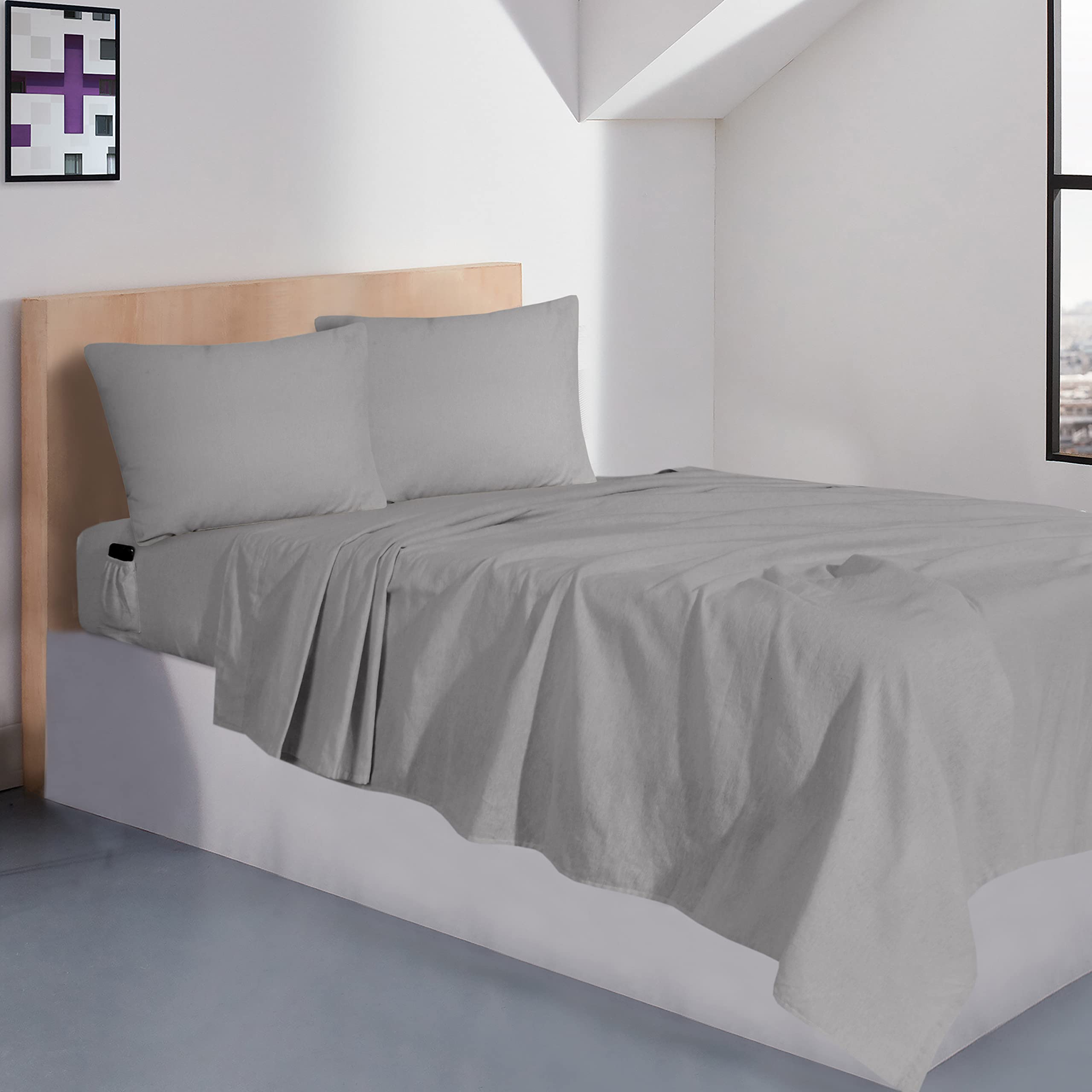 Sleepdown 100% Cotton Flannel Sheets Full - Super Soft, Heavyweight, Double Brushed, Anti-Pill Flannel Bed Sheets Full Size, 16'