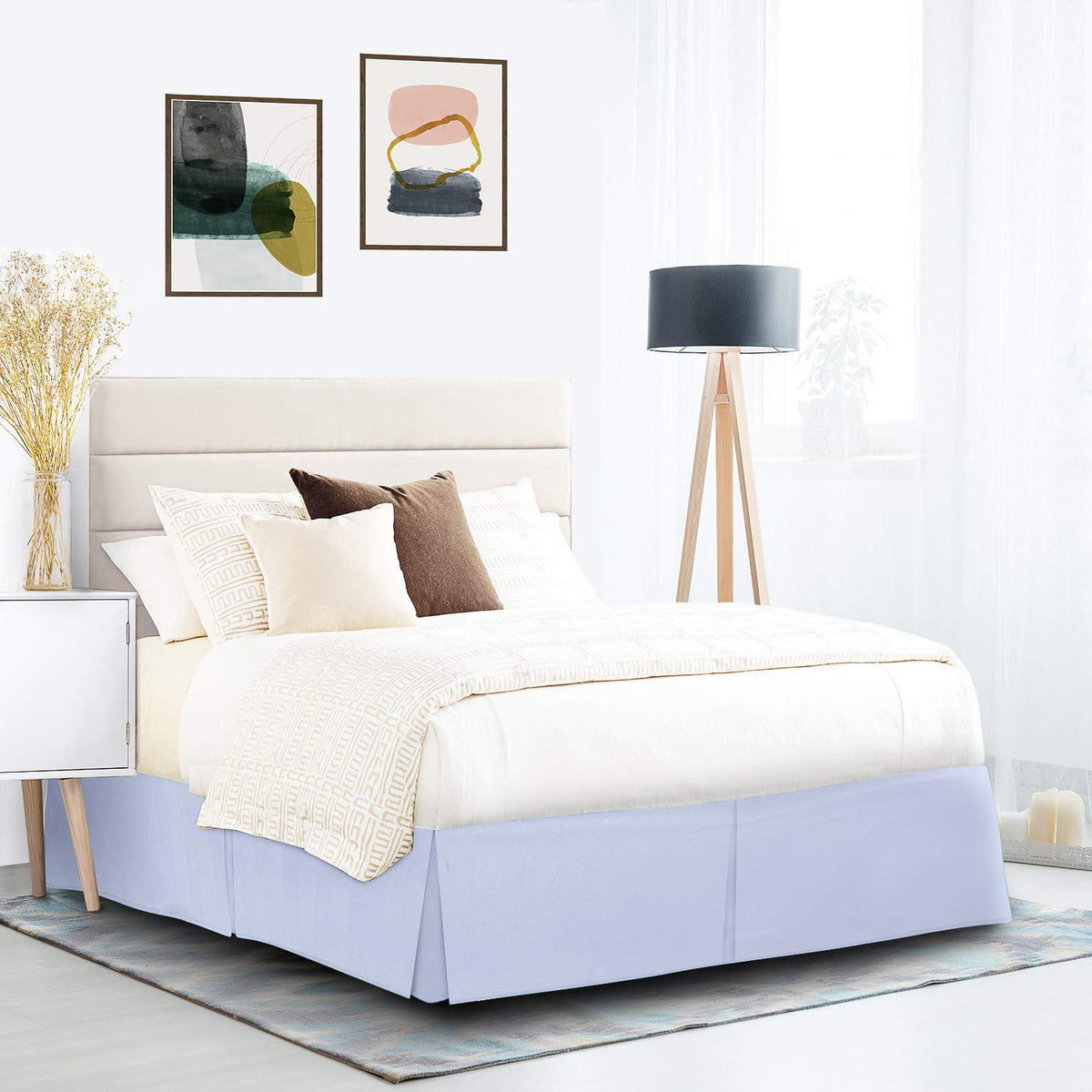 Nestl Ice Blue Bed Skirt King Size - King Bed Skirt 14 Inch Drop - Brushed Microfiber Bed Skirts - Hotel Quality Pleated Bed Ski