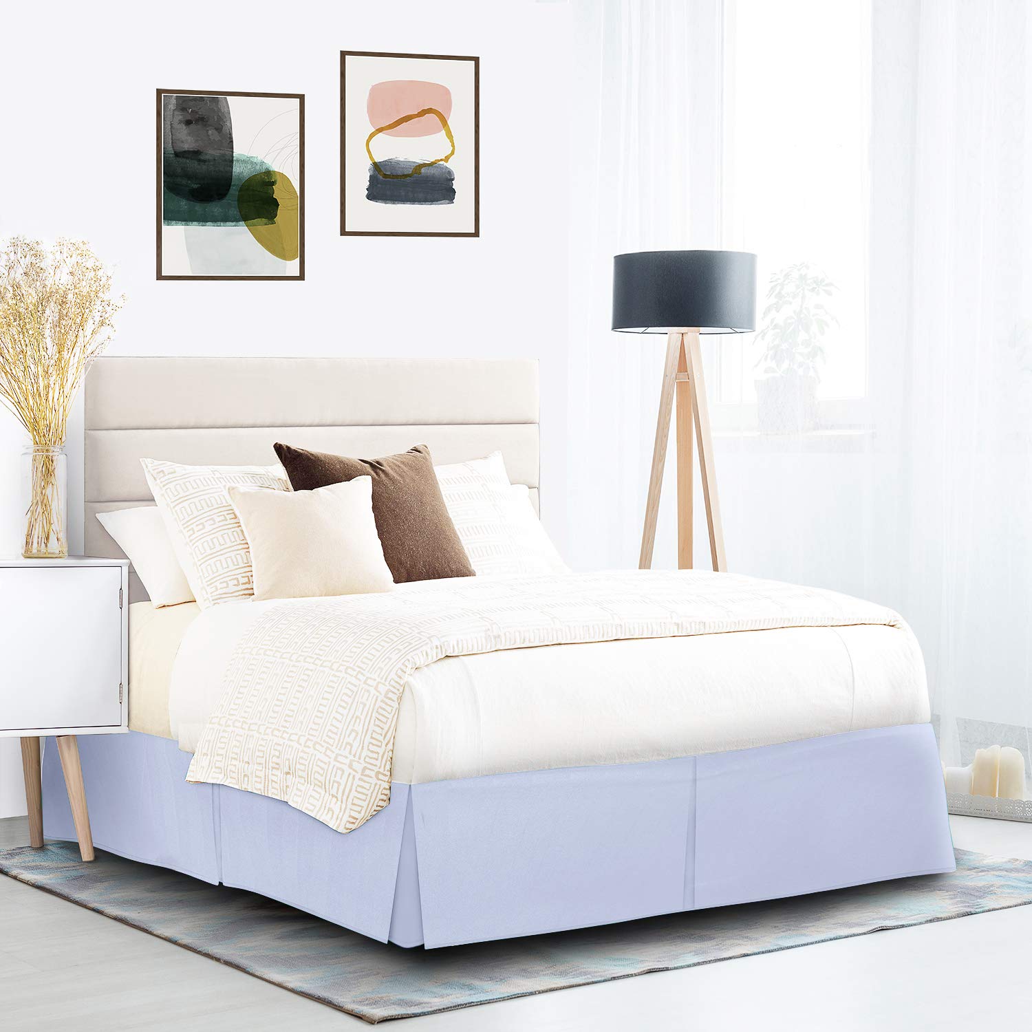 Nestl Ice Blue Twin XL Bed Skirt - Twin XL Size Bed Skirt 14 Inch Drop - Brushed Microfiber Bed Skirts - Hotel Quality Pleated B