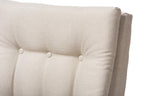 Baxton Studio Roxy Mid-Century Modern Walnut Wood Finishing and Light Beige Fabric Upholstered Button-Tufted High-Back Lounge Chair and Ottoman Set