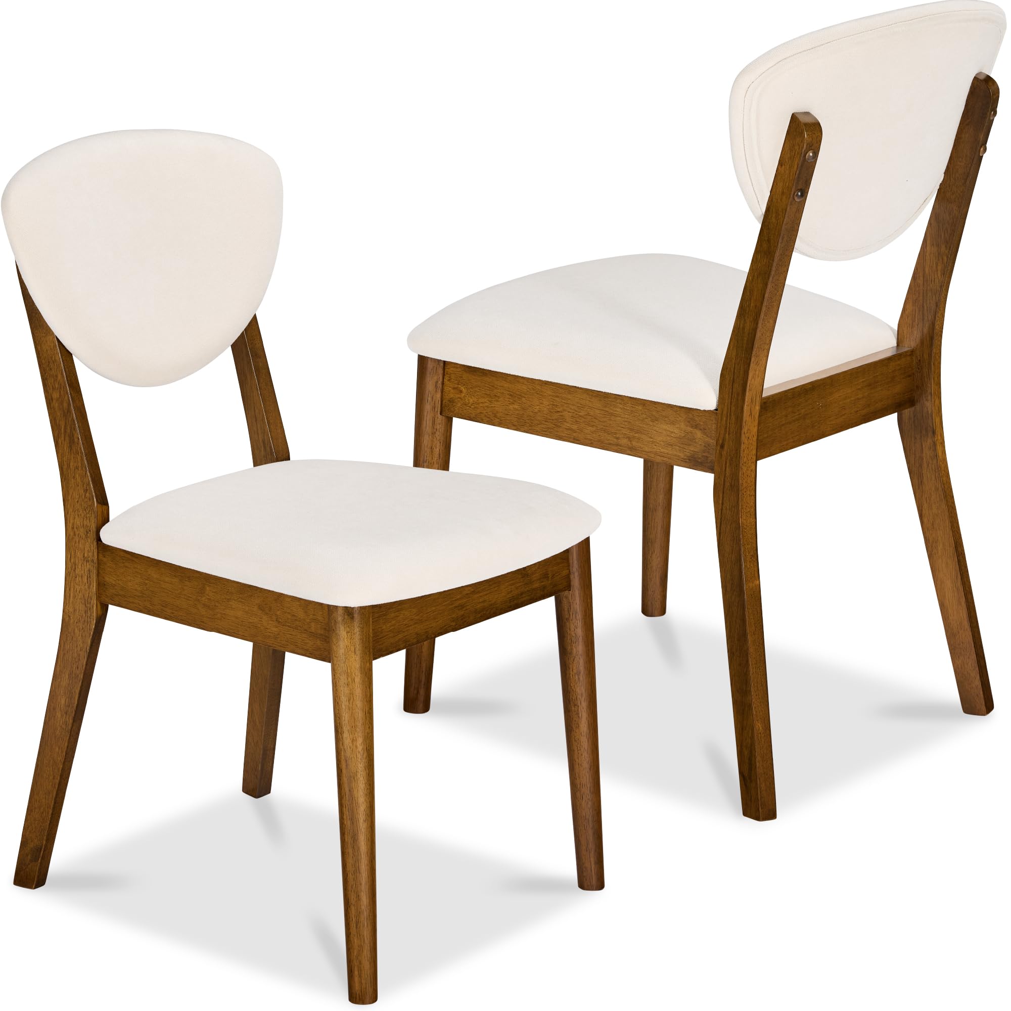 Best Choice Products Dining Chairs Set of 2, Mid-Century Modern Upholstered Wood, Armless w/Seat Cushion, Padded Backrest - Waln