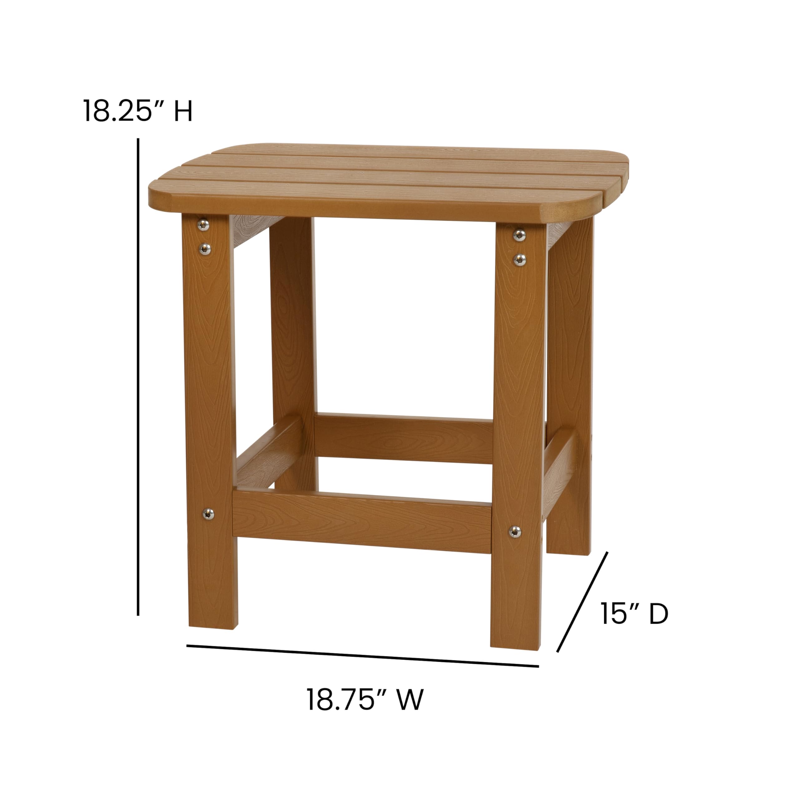 Flash Furniture Charlestown Tiered Commercial Poly Resin Adirondack Side Table - Teak - All-Weather - Indoor/Outdoor