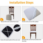 Fuloon Stretch Jacquard Chair Seat Covers Set Of 4, Removable Washable Dining Chair Covers Anti-Dust Dining Room Chair Covers Seat Cushion Slipcovers (4, White)