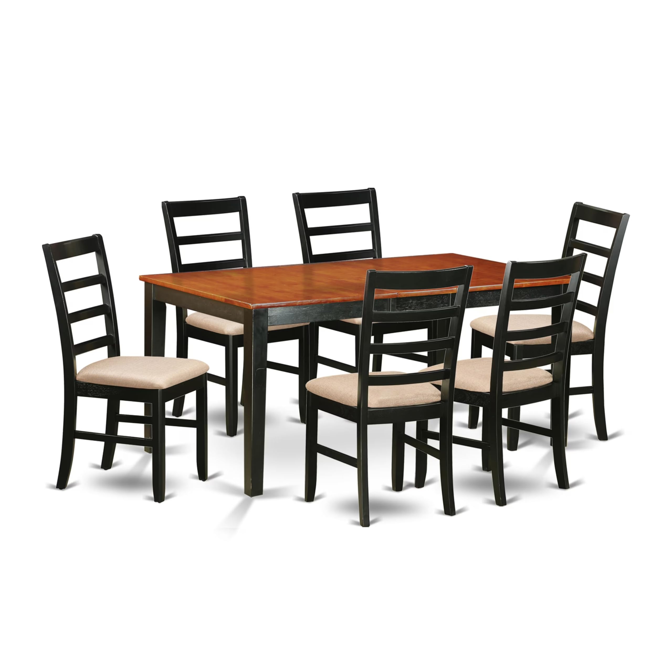 East West Furniture NIPF7-BCH-C 7 Piece Kitchen Table & Chairs Set Consist of a Rectangle Butterfly Leaf Dining Table and 6 Linen Fabric Upholstered Chairs, 36x66 Inch, Black & Cherry