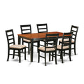 East West Furniture NIPF7-BCH-C 7 Piece Kitchen Table & Chairs Set Consist of a Rectangle Butterfly Leaf Dining Table and 6 Linen Fabric Upholstered Chairs, 36x66 Inch, Black & Cherry