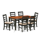East West Furniture NIPF7-BCH-C 7 Piece Kitchen Table & Chairs Set Consist of a Rectangle Butterfly Leaf Dining Table and 6 Linen Fabric Upholstered Chairs, 36x66 Inch, Black & Cherry