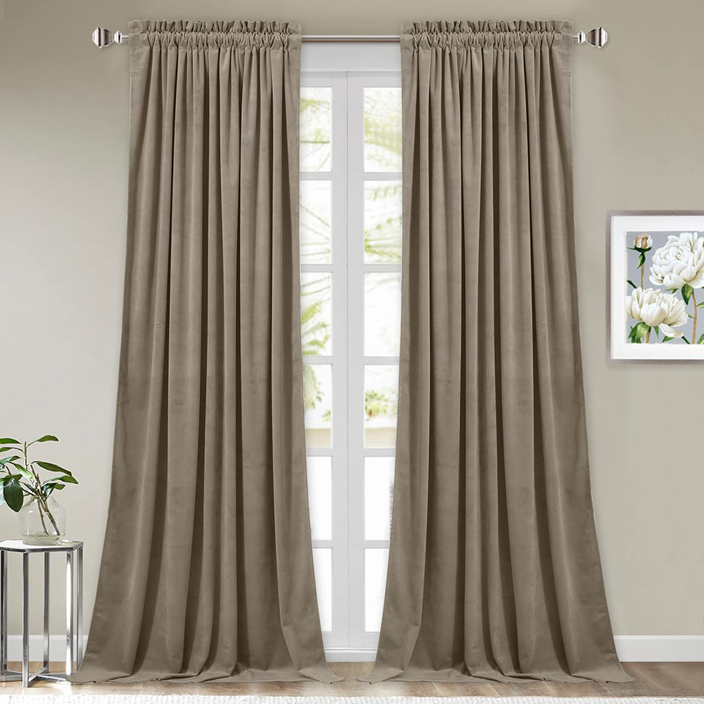 Stangh Velvet Curtains 90 Inches Long - Camel Beige Room Darkening Privacy Protect Window Treatment Luxury Heavy Thick Door Drap
