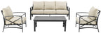 Crosley Furniture Kaplan 4-Piece Outdoor Sofa Patio Furniture Set, Conversation Sets For Porch, Deck, Oiled Bronze With Oatmeal Cushions