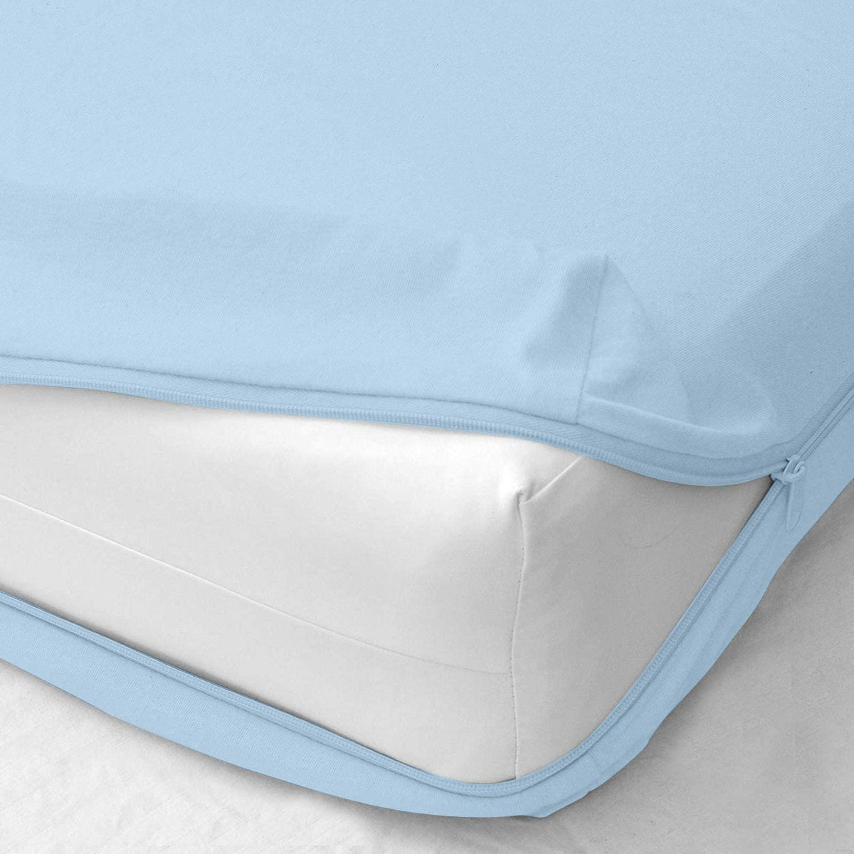Zipper Fitted Sheet, Queen Size Zipper Fitted Sheet 12 Inch Deep Pocket, Hotel Quality Brushed Microfiber Bottom Sheet, Soft Wri