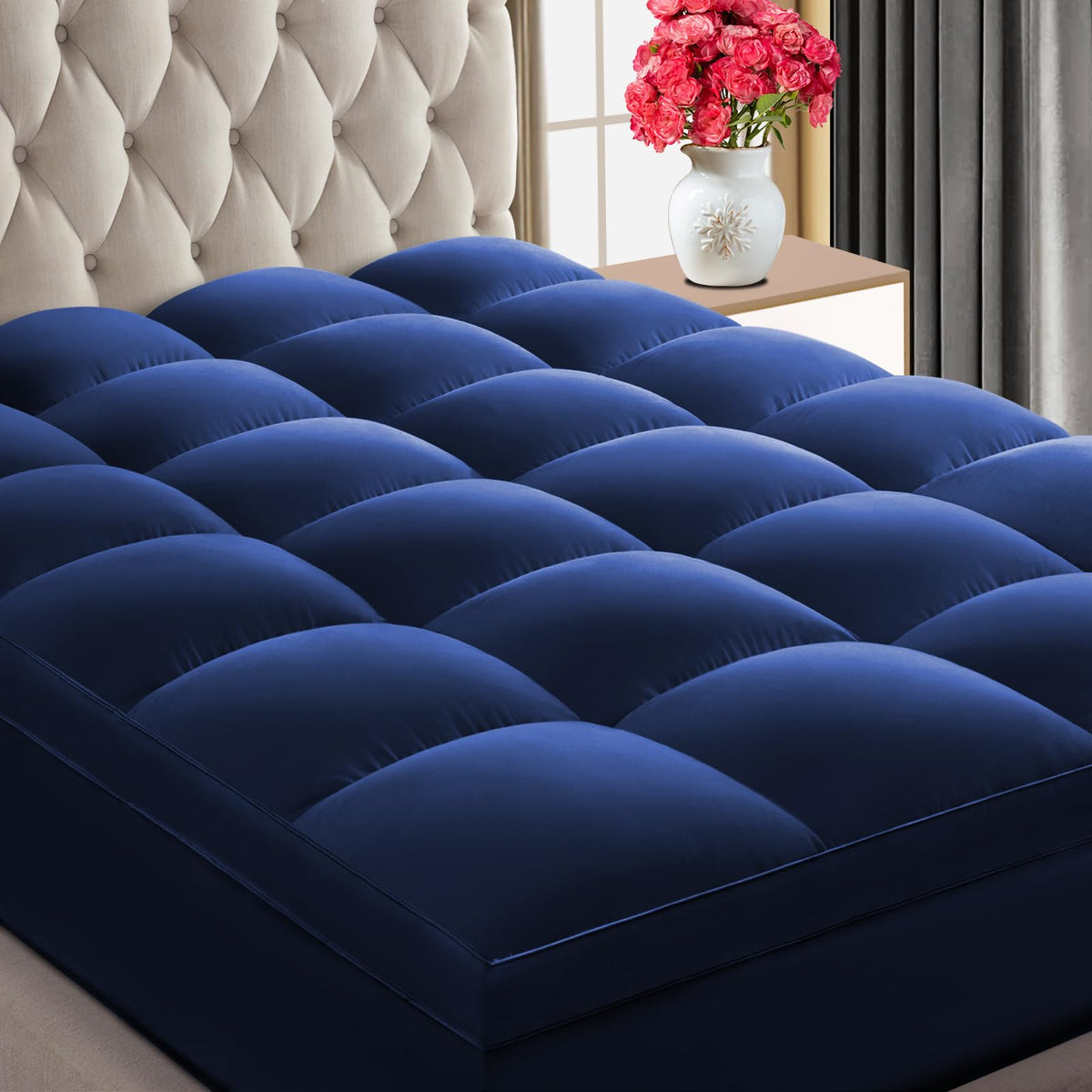 Chokit Premium 2100 Series Twin Mattress Topper Extra Thick Mattress Pad Cover, 400Tc Soft Plush Pillow Top For Back Pain, Cooli
