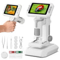 HEWEIMEI 1600X Microscope for Kids, 4K 4.0 Digital Screen Kids Microscopes with Slides Kit, Educational Science Toys for Christm