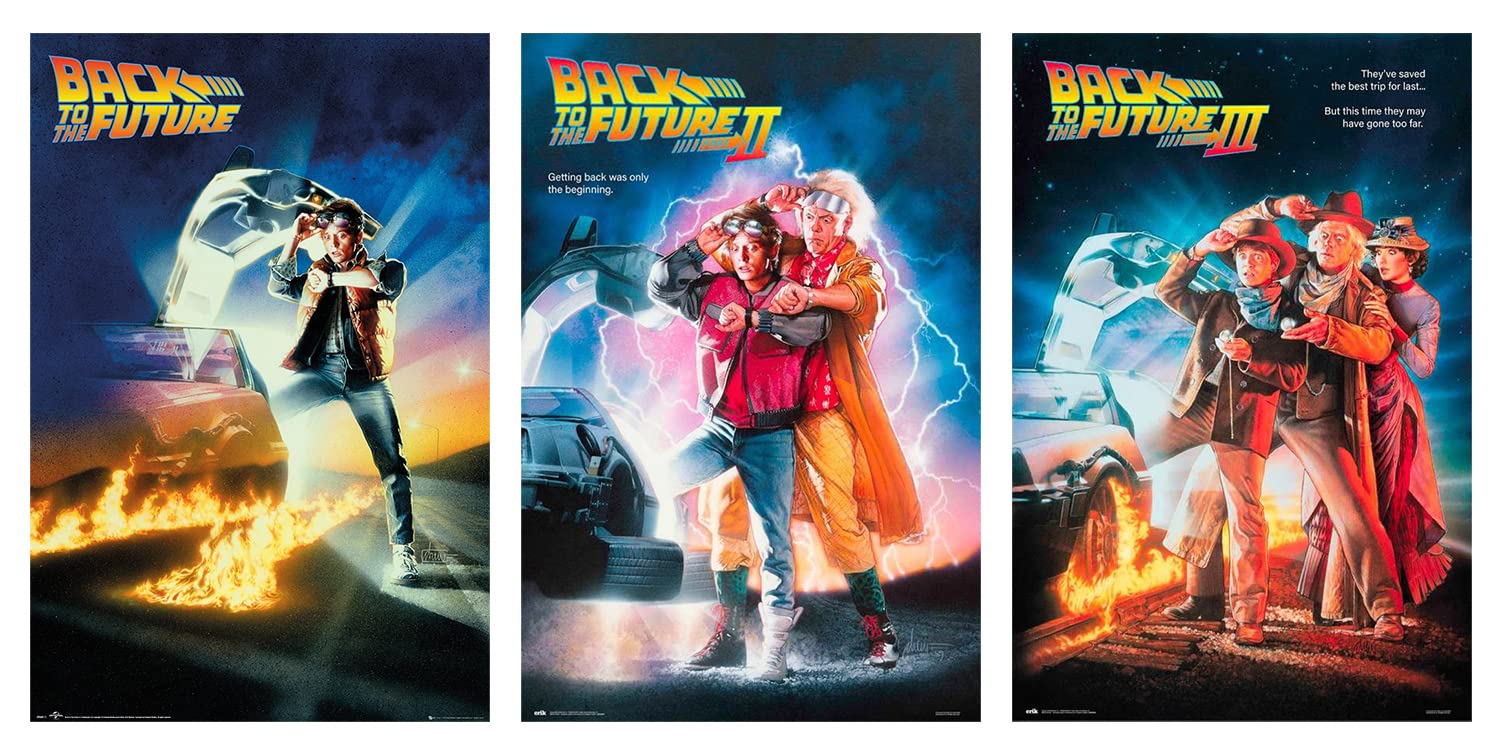 Back To The Future Parts I, II & III - Movie Poster Set (Regular Styles - Sans Credits) (Size: 24 x 36 each)