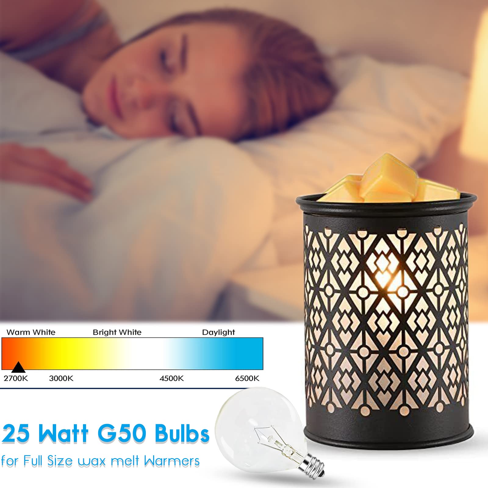 Meqiqtek Scents Light Bulbs For Warmer - 25 Watt Bulb For Full Size Wax Melt Warmers, Replacement Bulb For Wax Warmer Burner Can