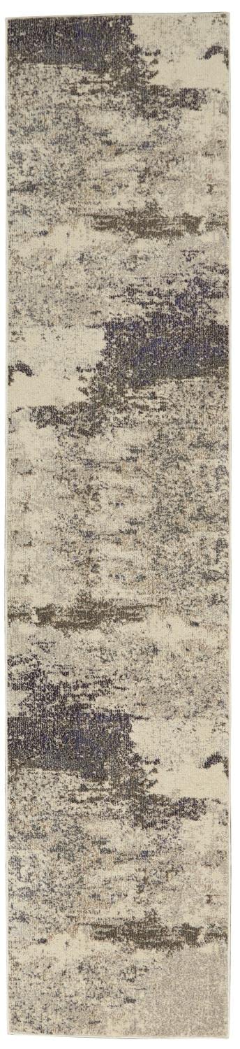 Nourison Celestial Modern Abstract Ivory/Grey 2'2' X 10' Area Rug, Easy Cleaning, Non Shedding, Bed Room, Living Room, Dining R
