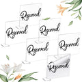 Bucherry 6 Pcs Black Reserved Table Signs for Wedding Acrylic Reserved Seating Signs Clear Acrylic Stands with Cursive Letters f