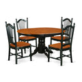 East West Furniture AVDO5-BCH-W 5 Piece Dining Room Furniture Set Includes an Oval Wooden Table with Butterfly Leaf and 4 Kitchen Dining Chairs, 42x60 Inch, Black & Cherry