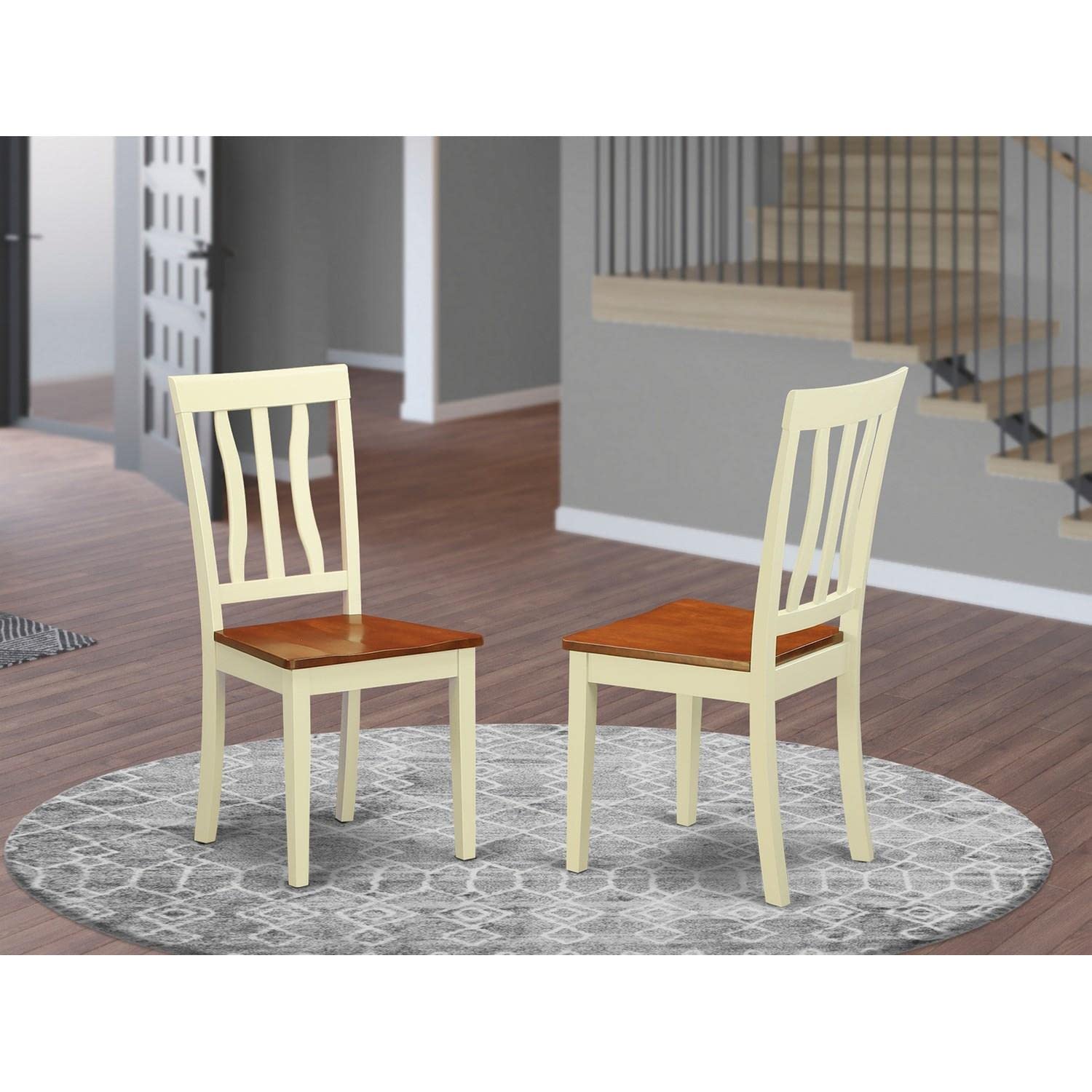 East West Furniture ANC-WHI-W Antique Dining Room Chairs - Thumbnail 4