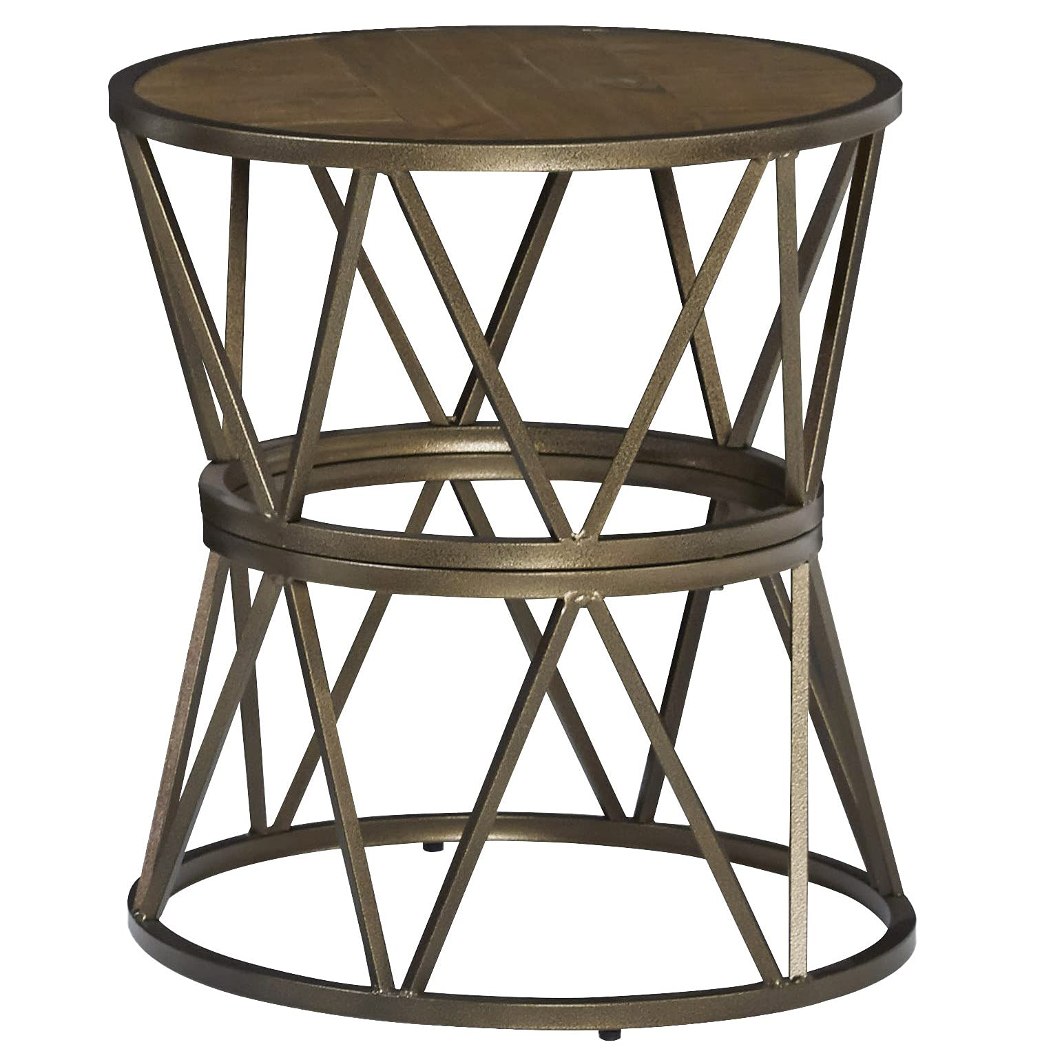 Progressive Furniture Soho Round End Table, Gold/Natural