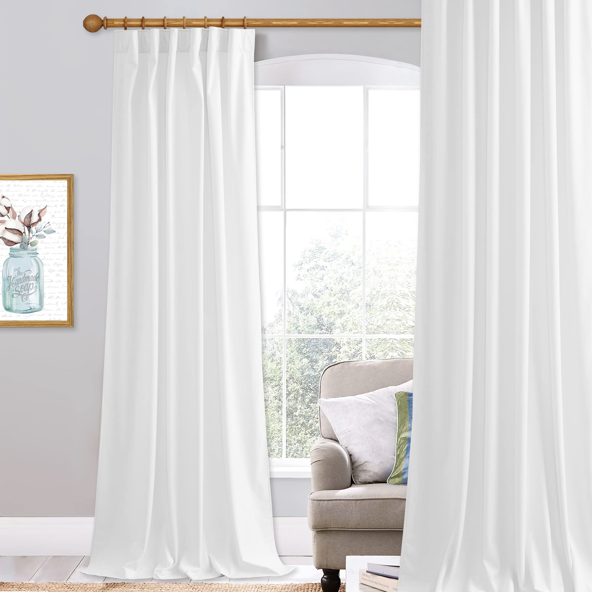 Stangh Velvet Curtains 90 Inches Long, White Privacy Drapes For Nursery Bedroom/Office, Elegant Home Decor For Wedding Party Bab
