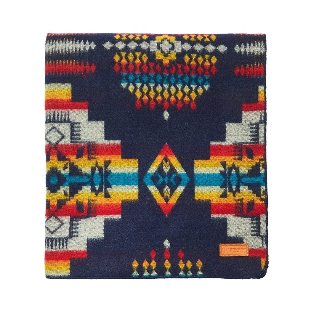 HomeRoots Multi-Color 100% Mod-Acrylic Material Ultra Soft Navy Blue Southwest Handmade Throw Blanket