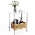 Bkemiy Clear Acrylic Side Table, 2-Tier End Table for Living Room, Small Modern Bedside Tables Nightstand for Bedroom, Home Deco