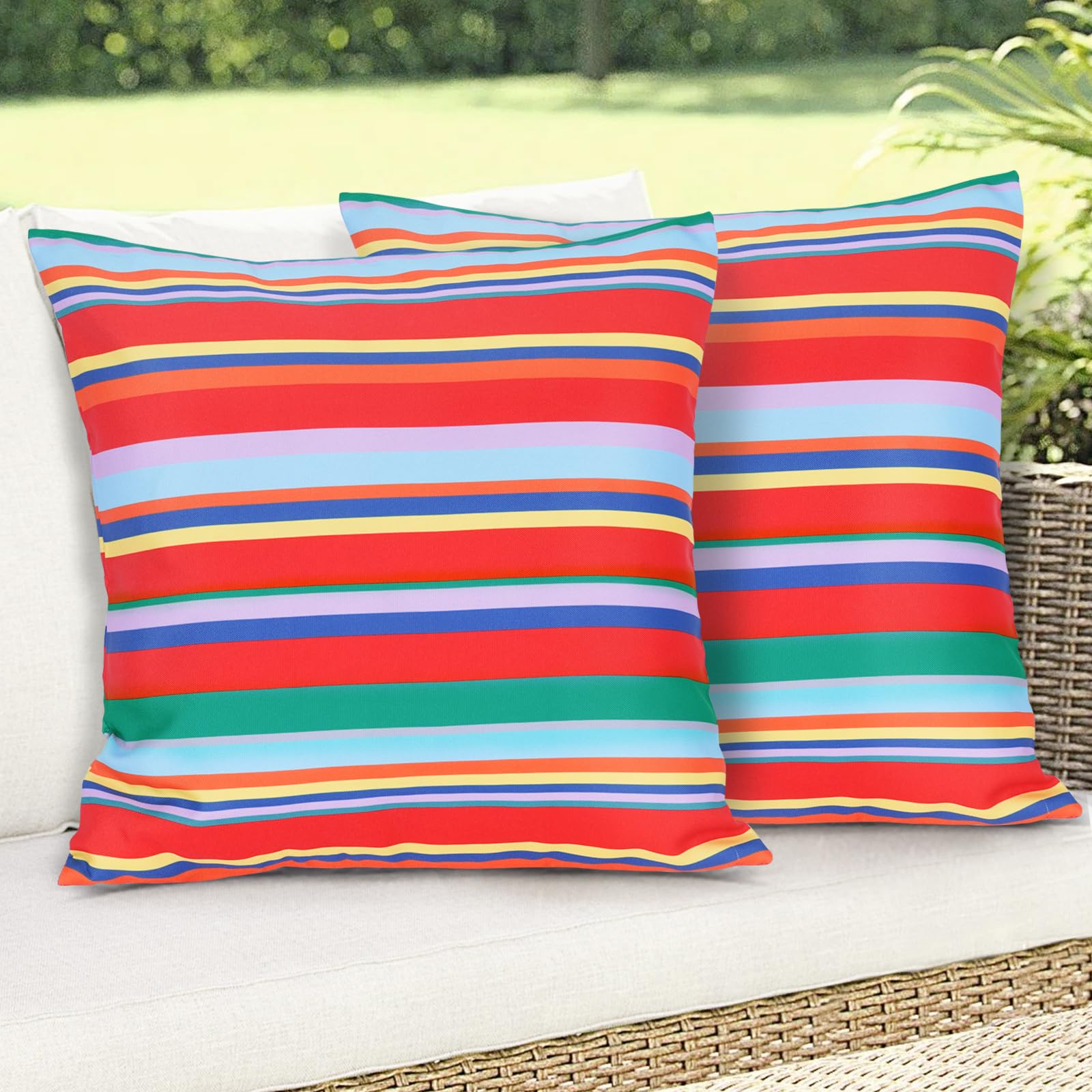 Squarepie Pack Of 2 Outdoor Pillow Covers,Waterproof Decorative Throw Pillowcase Shell,Garden Cushion Shams Cases For Spring Pat