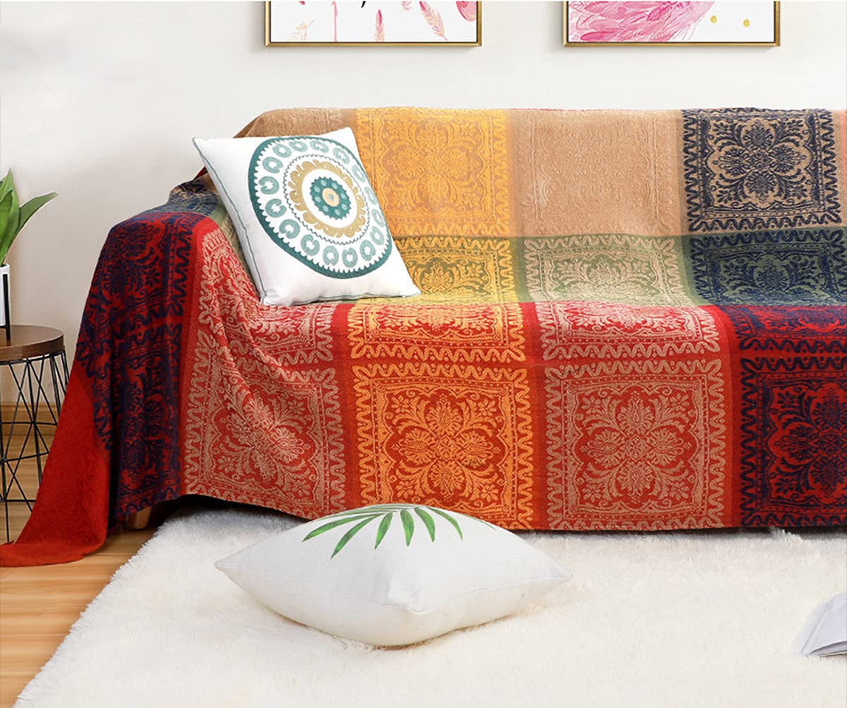 Aivia Boho Throw Blanket, Bohemian Oversized Couch Sofa Slipcover Recliner Loveseat Furniture Cover Aztec Hippie Throws Blankets