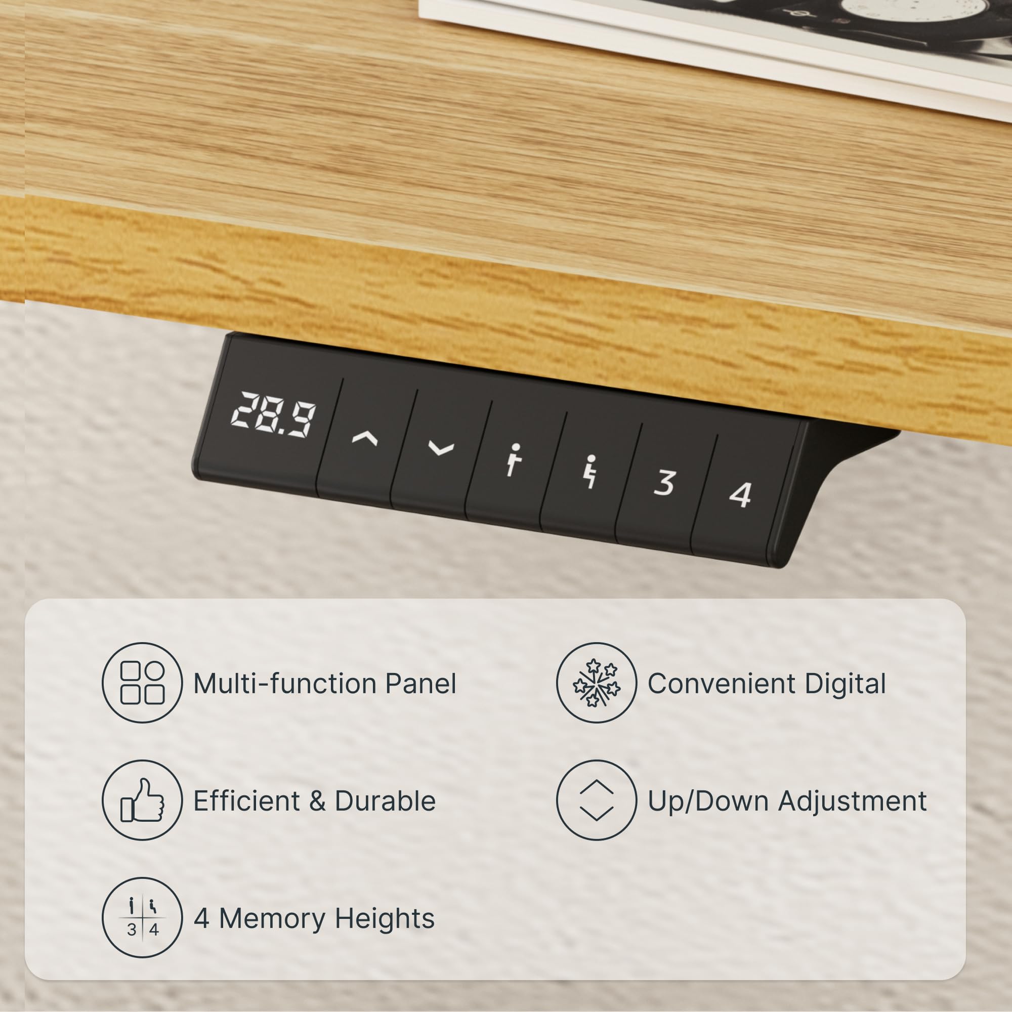 Flexispot En1 Whole-Piece Standing Desk 40 X 24 Inches Height Adjustable Desk Electric Sit Stand Up Desk Home Office Desks (White Frame + Maple Top)