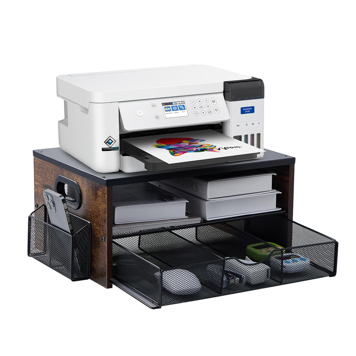 Xmoddes Printer Stand,Desktop Printer Stand with 2Tier Storage Shelves