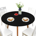 Newisher Round Fitted Table Cover Spandex Stretch Tablecloth Black Table Top Cover With Elastic Edged For Dining Picnic Patio 48 Inch