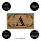 Evergreen Monogram Coir Doormat | Letter A | Front Door Mat For Outdoor Indoor Entrance | 28X16 Inches | Non-Slip Backing Doorwa