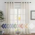 Nicetown Natural Linen Sheer Curtains 120 Inches Long, Privacy Chic Semi Sheer Window Drapes Privacy With Light Filtering For Fa