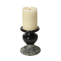 Creative Co-Op 2-Tone Sculptural Terracotta Pillar Candle Holder, Distressed Black