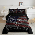 Homewish American Flag Comforter Set Twin Size, Eagle Bird Animal Print Stars Stripes Usa Flag Bedding Comforters For Kids Boys