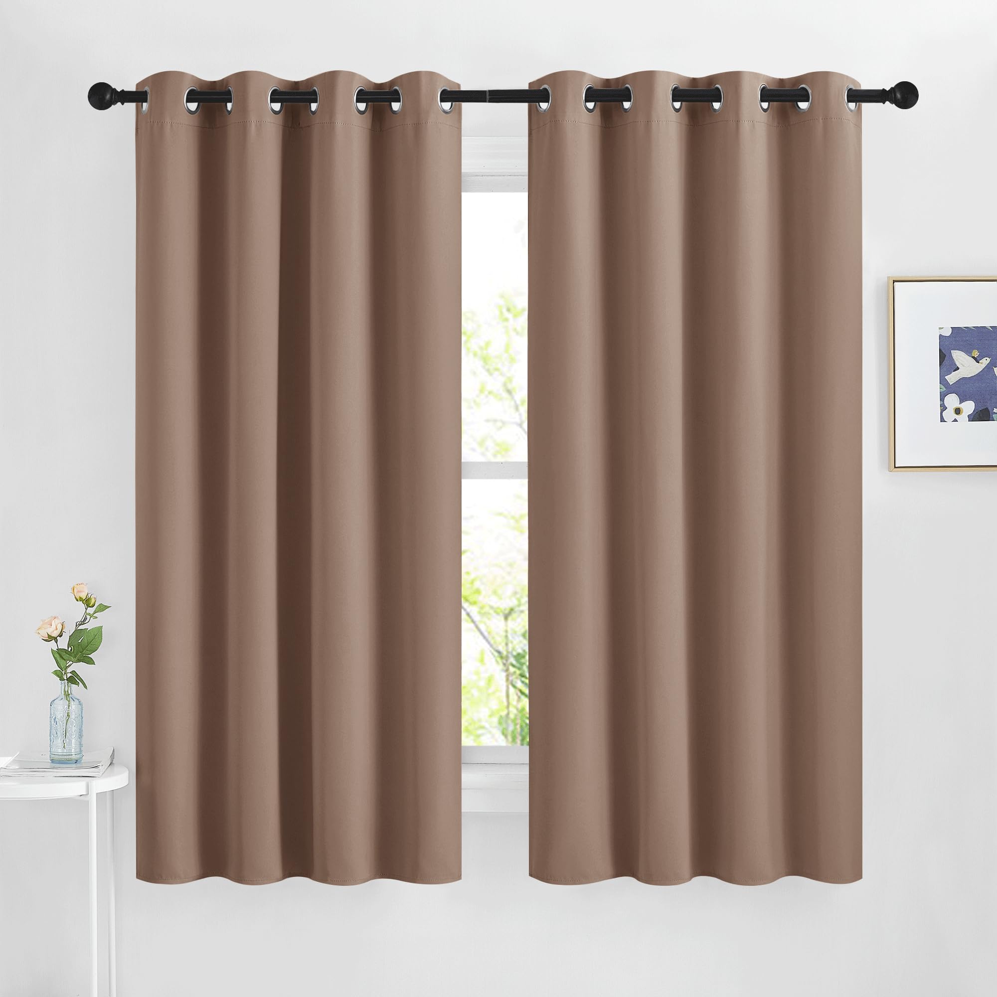 Nicetown Blackout Curtains For Bedroom, Grommet Top Room Darkening Thermal Insulated Solid Window Treatments For Bedroom/Kids Ro