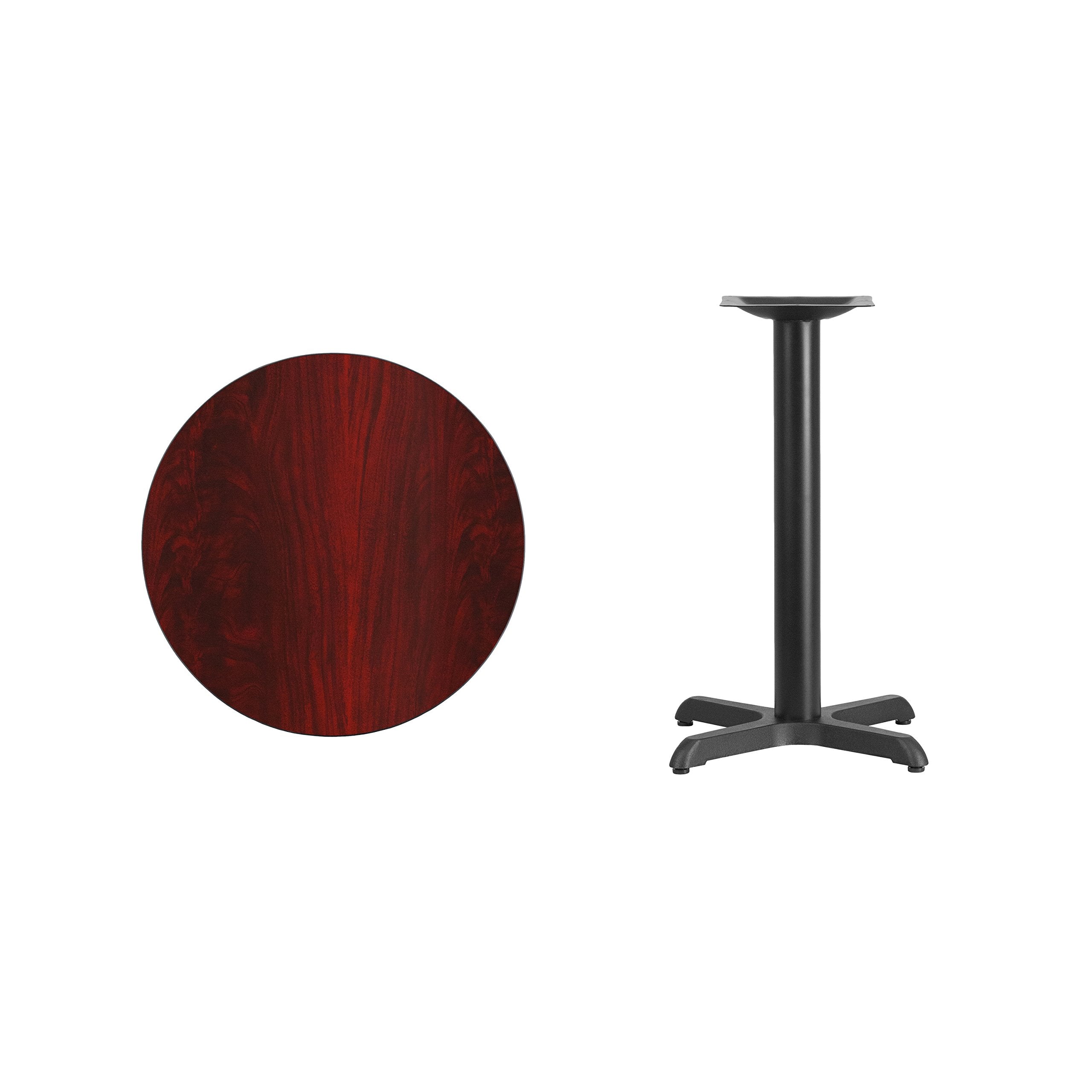 Flash Furniture 24'' Round Mahogany Laminate Table Top With 22'' X 22'' Table Height Base