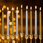 10 Inch Spiral Taper Candles Set For Christmas, 6 Gold And 6 Silver Unscented Twisted Candlesticks, Dripelss Thin Tapered Candle