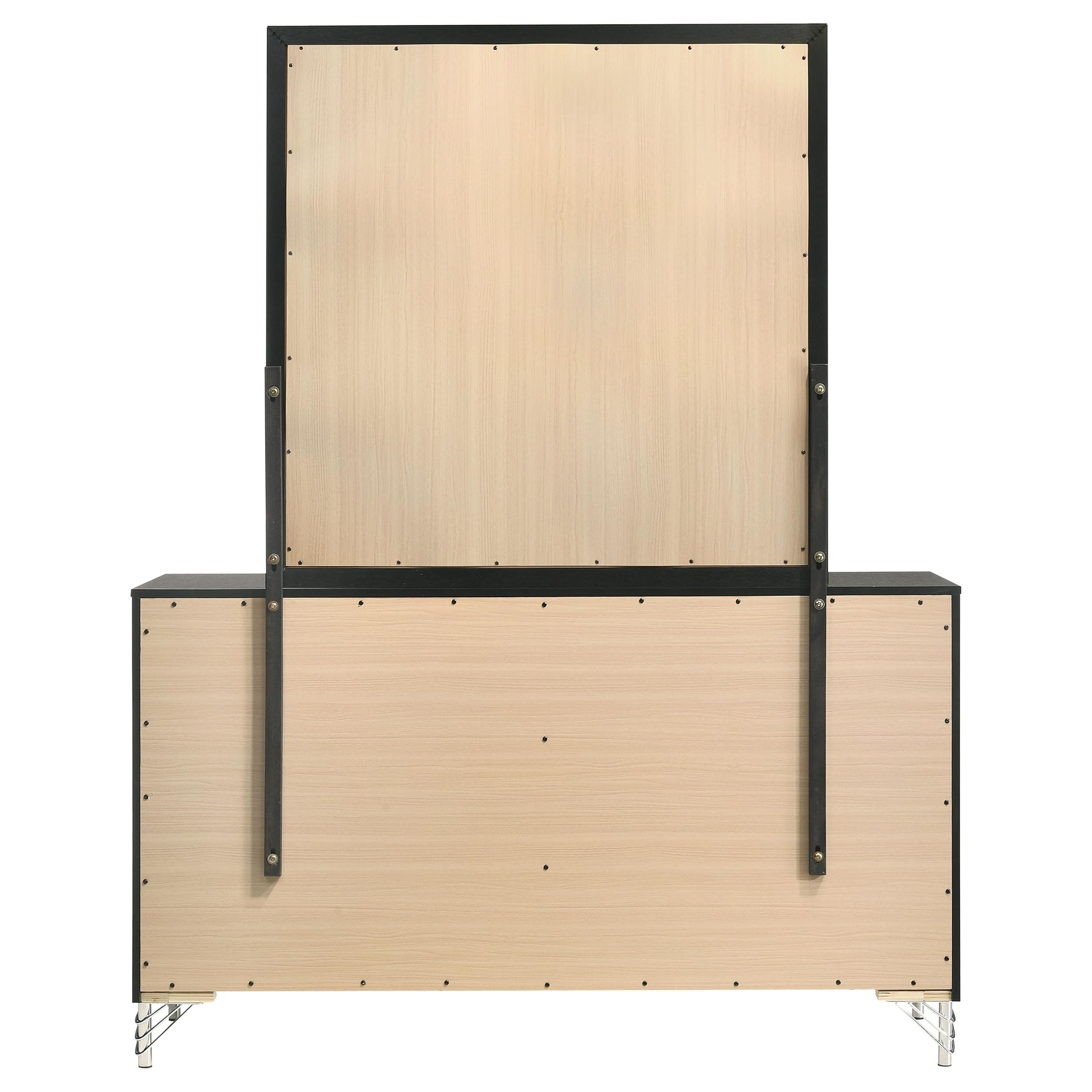 Coaster Home Furnishings Lucia Modern Classic 59-inch 6-Drawer Bedroom Dresser with Mirror Bedroom Clothing Storage Cabinet Wide Chest of Drawers Organizer Unit Black 224993M