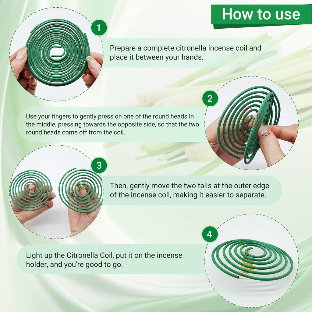 Citronella Incense Coils, Made From Natural Plants, Suitable For Outdoors, Indoors, By The Pool, In The Yard, 48 Coils And 2 Coi