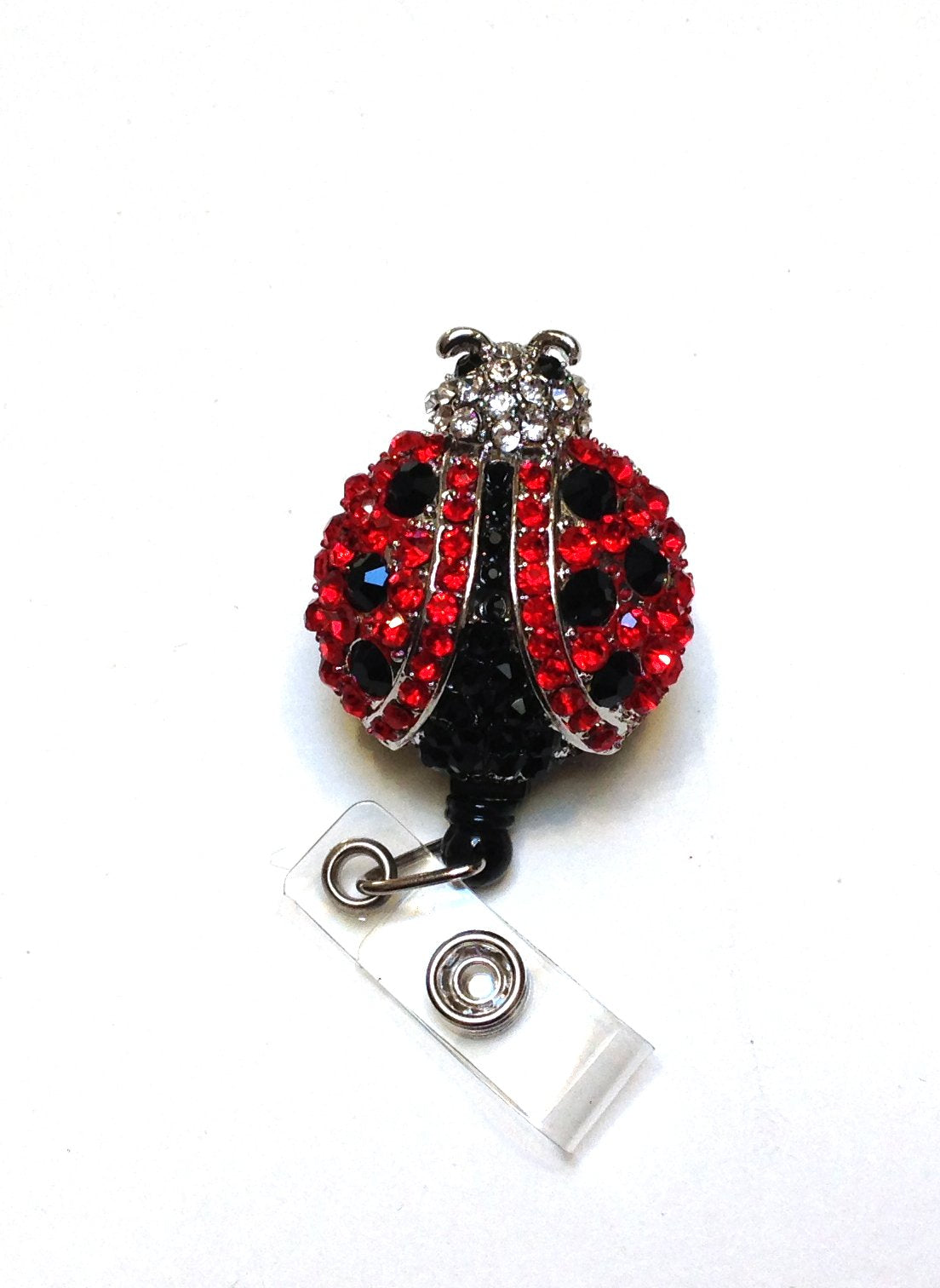 Sparkles! Sparkly Lady Bug Rhinestone Retractable Badge Reel/Id Badge Holder/Brooch/Pendant/Id Badge Holder (Red)