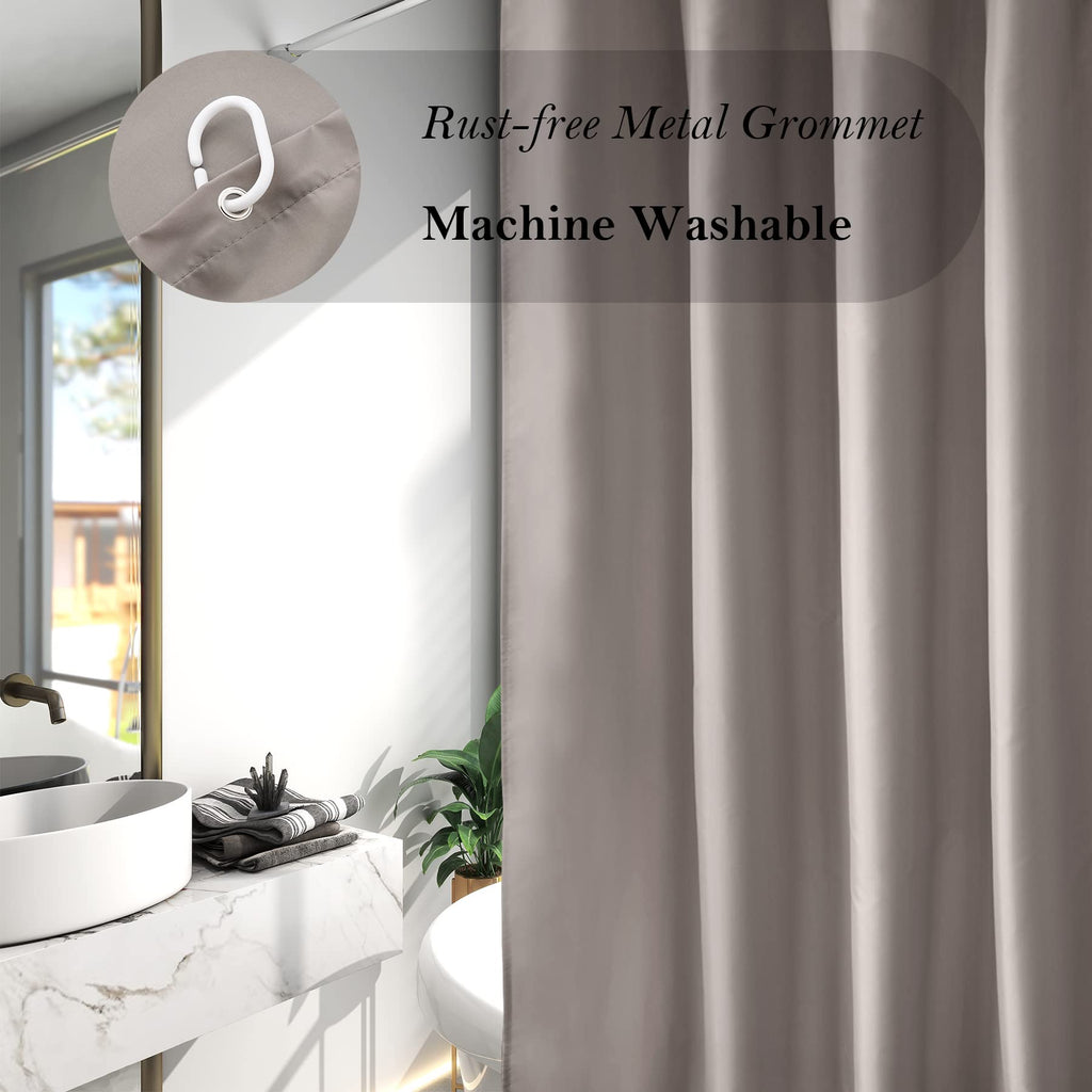 Aoohome 72X96 Inch Fabric Shower Curtain Liner, Water Repellent Extra Long Bathroom Curtain For Hotel With Hooks, Weighted Hem,