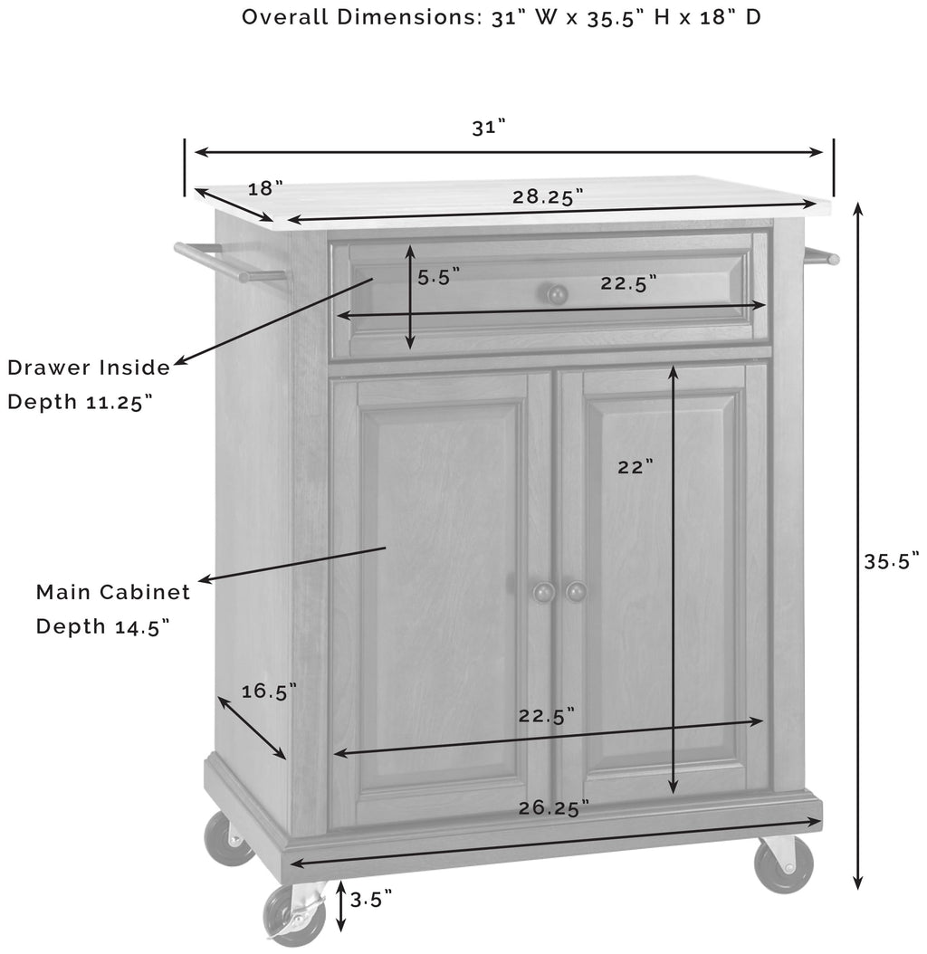 Crosley Furniture Compact Wood Top Small Rolling Cart With Shelves, Microwave Stand With Towel Rack, Cherry