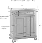 Crosley Furniture Compact Wood Top Small Rolling Cart With Shelves, Microwave Stand With Towel Rack, Cherry