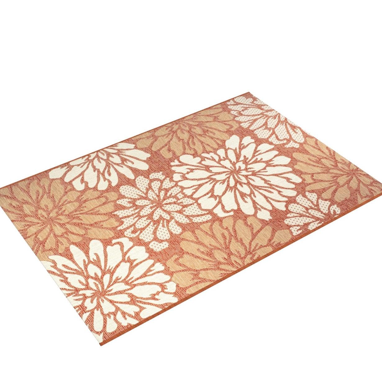 Jonathan Y Smb110E-8 Zinnia Modern Floral Textured Weave Indoor Outdoor Area-Rug, Bohemian Coastal Mediterranean Easy-Cleaning,Bedroom,Kitchen,Backyard,Patio,Non Shedding, 8 X 10, Orange/Cream