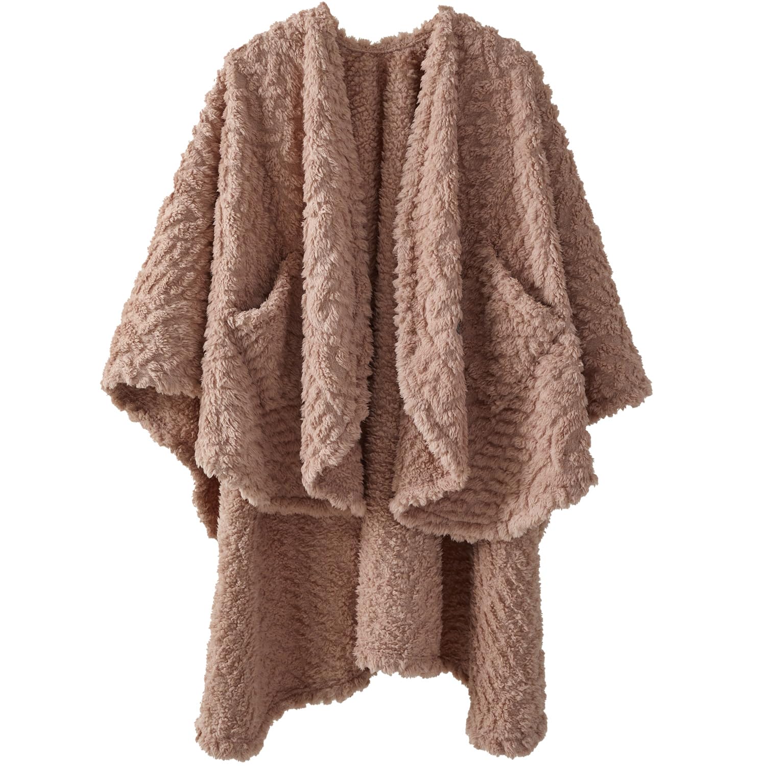 Royoliving Fuzzy Sherpa Wearable Fleece Blanket With Pockets For Adults, Ultra Soft Plush Shawl Tv Throw Blankets (Blush, 58' X