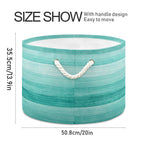 Large Storage Basket Teal Turquoise Green Wood Toy Storage Box Organizer Bins With Handles Laundry Hamper Basket For Home Decor